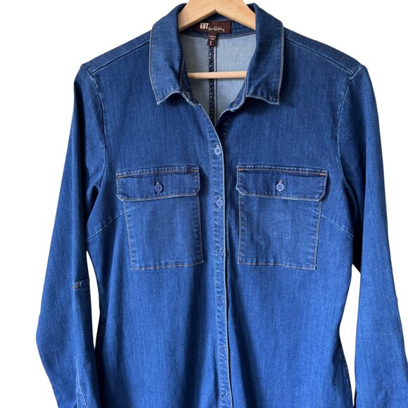 Kut From The Kloth Aly Boho Maxi Denim Dress Button Front Chest & Side Pockets - Picture 5 of 16